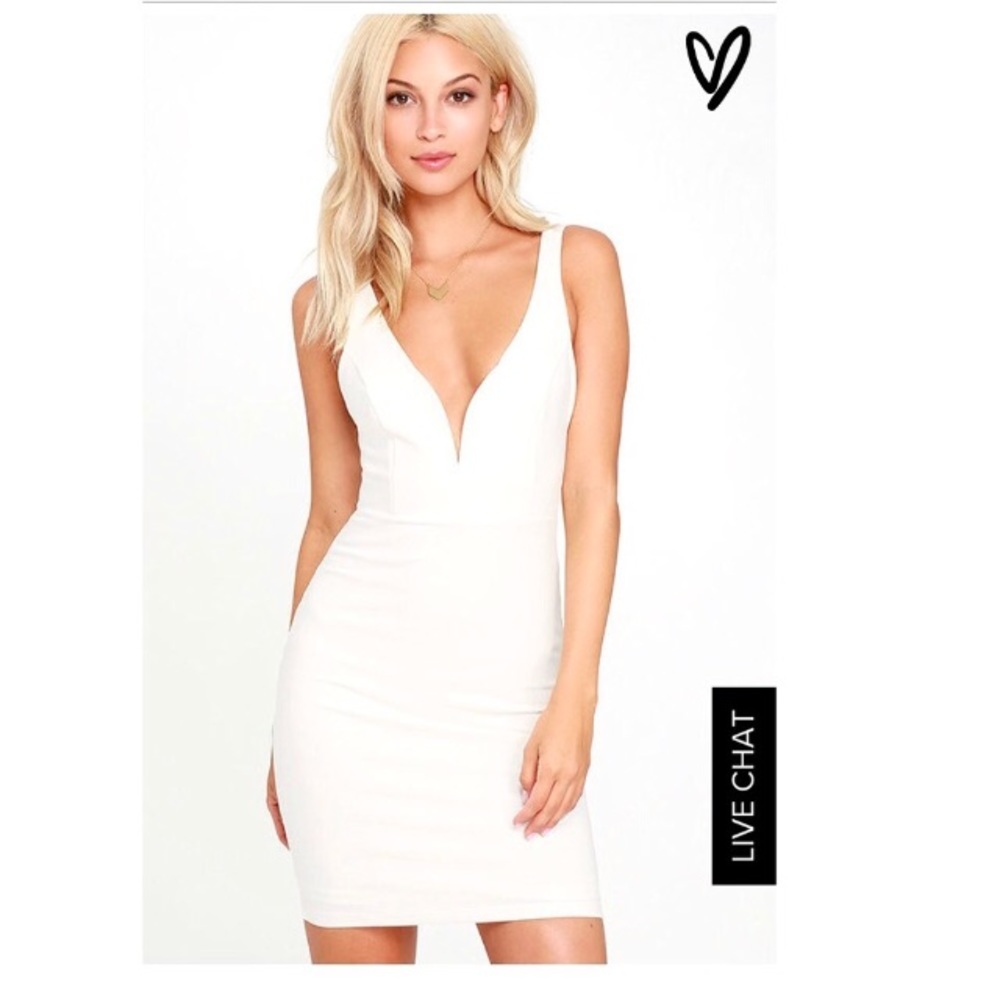 Lulu’s White Deep V Bodycon Dress